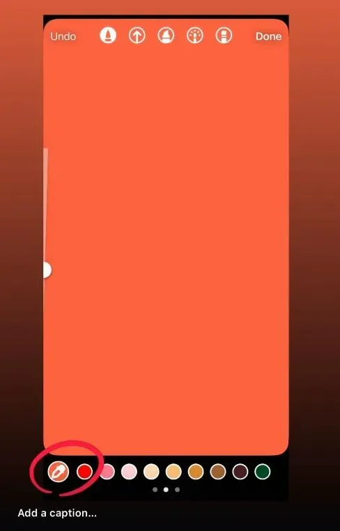 Choose a color from the bar, then long‑press to fill the background