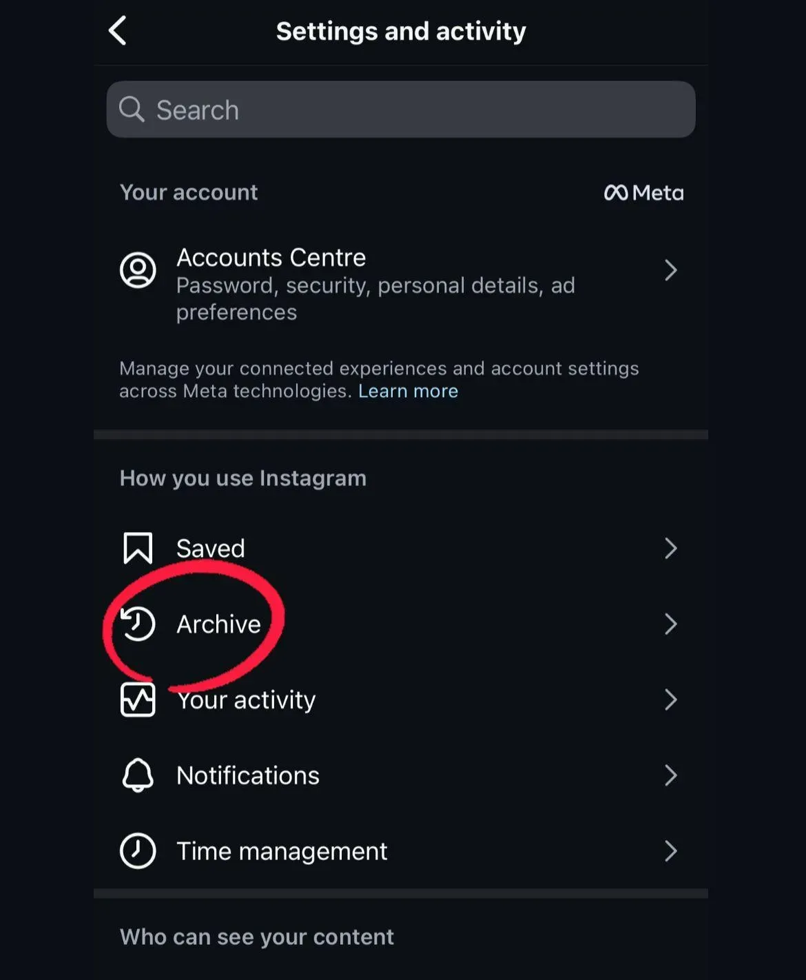 Settings → Archive