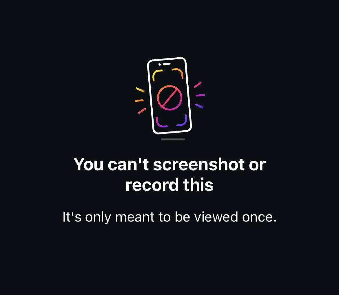 Disappearing media: screenshots are blocked by Instagram