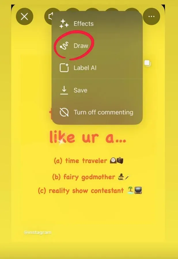 Open the draw tool (squiggly line) in the story editor