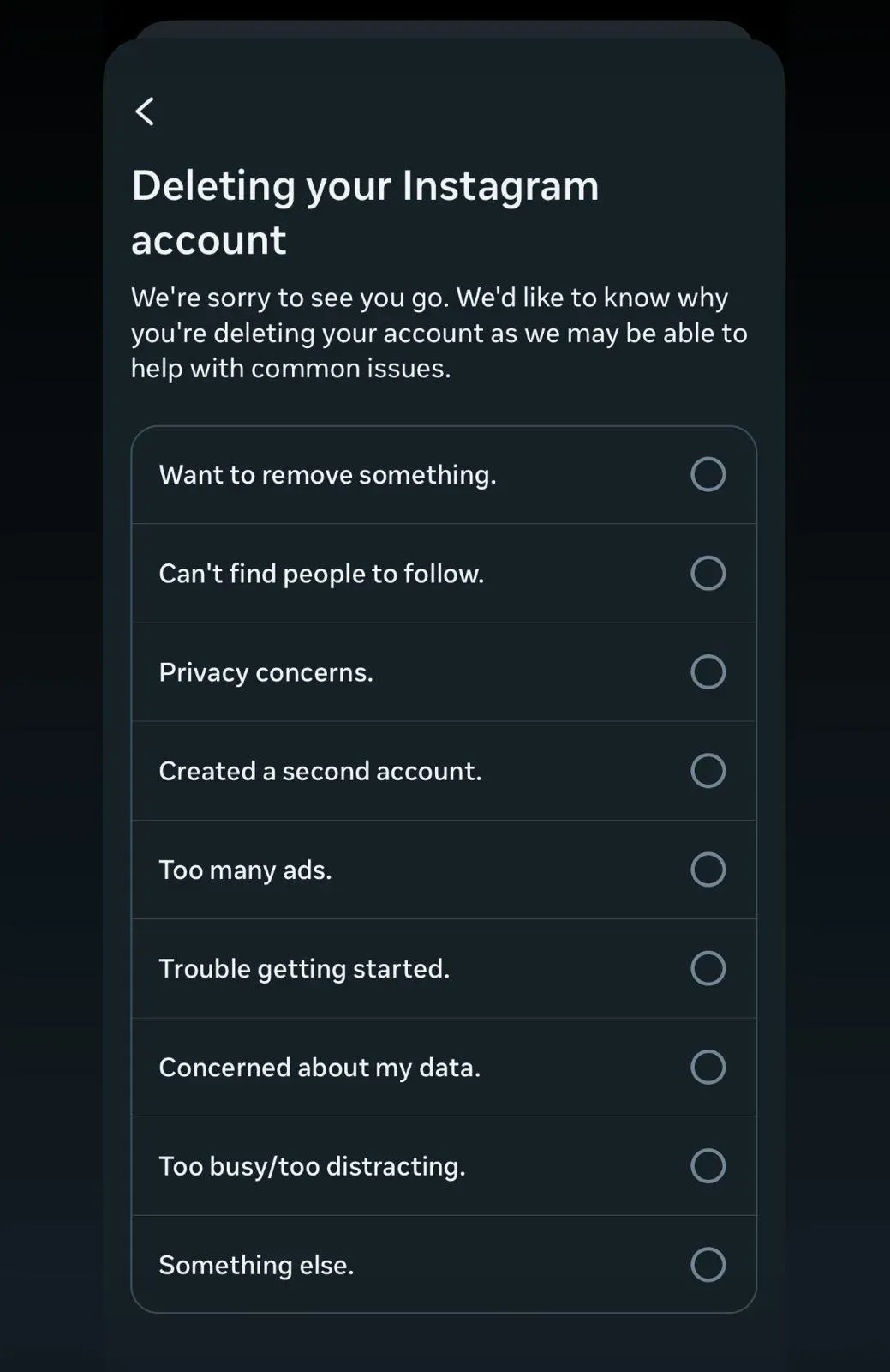 Select a reason for deleting from the dropdown
