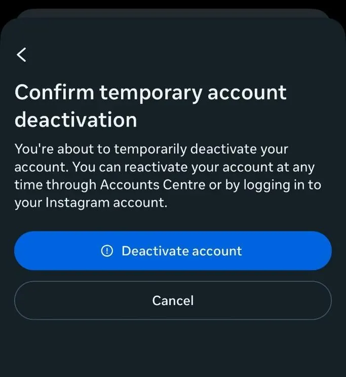 Re-enter password and confirm deactivation